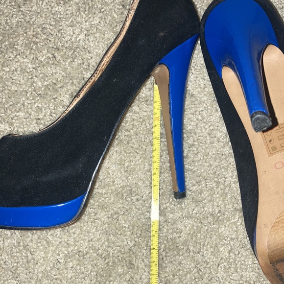 Aldo Electric Blue and Black Suede Peep Toe High Heels 6.5 - Picture 4 of 4